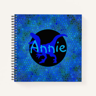 Personalized Blue Dinosaur Hide Notebook