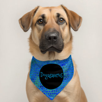 Personalized Blue Dinosaur Hide Pet Bandana Collar