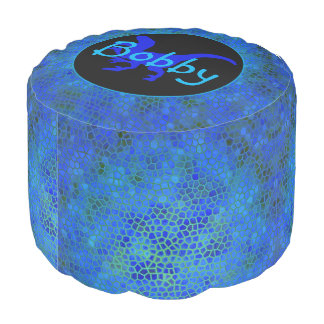 Personalized Blue Dinosaur Hide Pouf