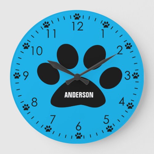 Personalized Blue Dog Large Clock