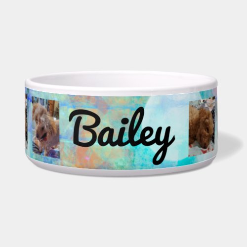 Personalized blue dog Photos and  Name   Bowl