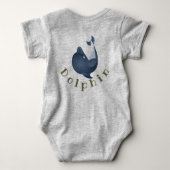 Personalized Blue Dolphin Baby Bodysuit (Back)