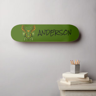 Personalized blue dragon skateboard