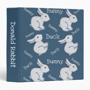 Personalized Blue Duck Rabbit Optical Illusion Art 3 Ring Binder