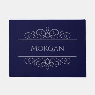 Personalized Blue Elegant Custom Door Mat