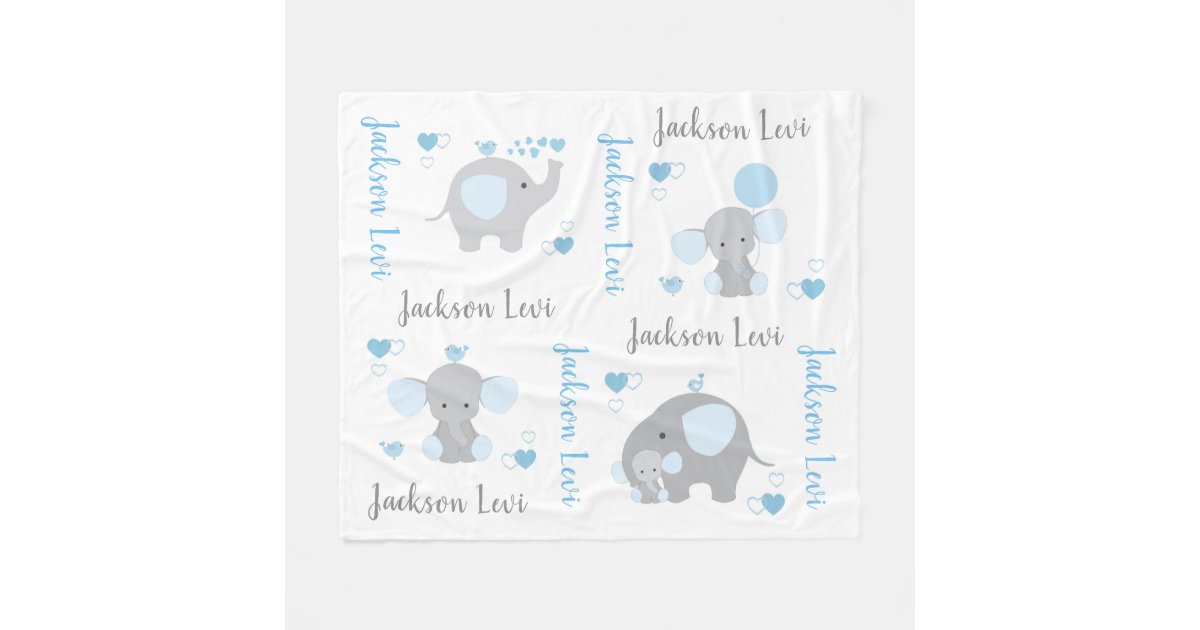 Blue Gray Elephant Baby Boy Nursery Wrapping Paper by decampstudios