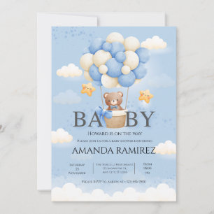 Personalized Blue Elephant Baby Shower Invitation