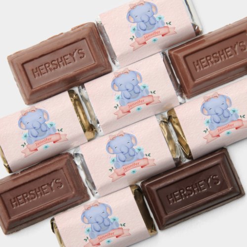 Personalized Blue Elephant Coral Baby Shower     Hersheys Miniatures