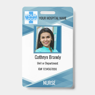 Personalized blue Employee ID, Photo, Name Badge