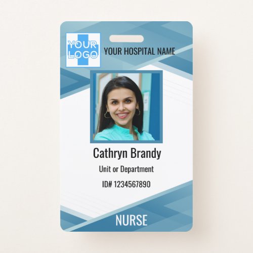 Personalized blue Employee ID Photo Name Badge
