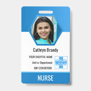 Personalized blue Employee ID, Photo, Name Badge