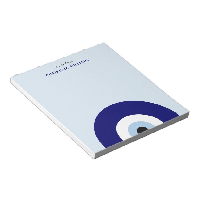 Personalized Blue Evil Eye Protection Symbol Notepad (Angled)