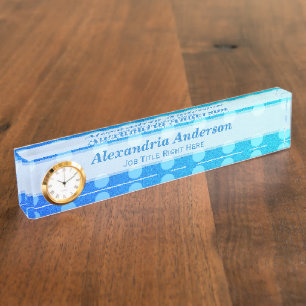 Personalized Blue Fade Polka-dot Desk Nameplate