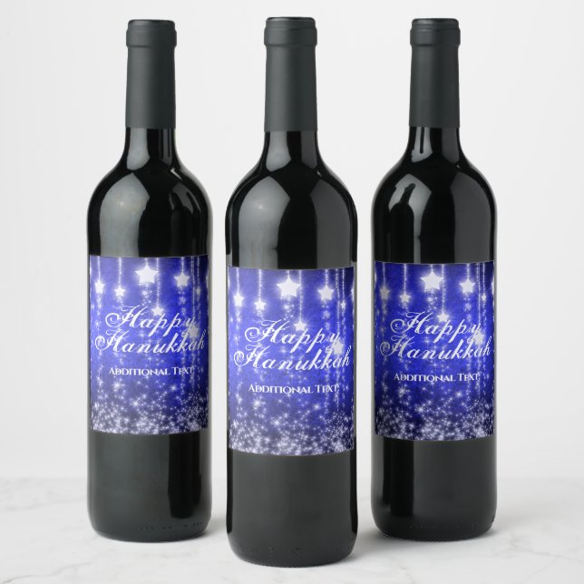 Personalized Blue Falling Stars Holiday Wine Label (Bottles)