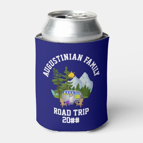 Personalized Blue Family Road Trip Can Cooler