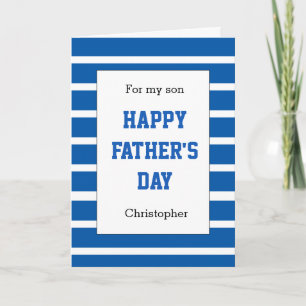 Personalized Blue Father's Day Son Card