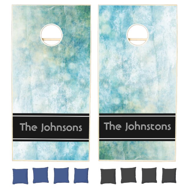 Personalized Blue Faux Marble Corn Hole Game (Set)