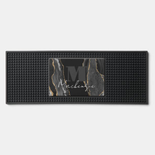 Personalized Blue Faux Stone Bar Mat