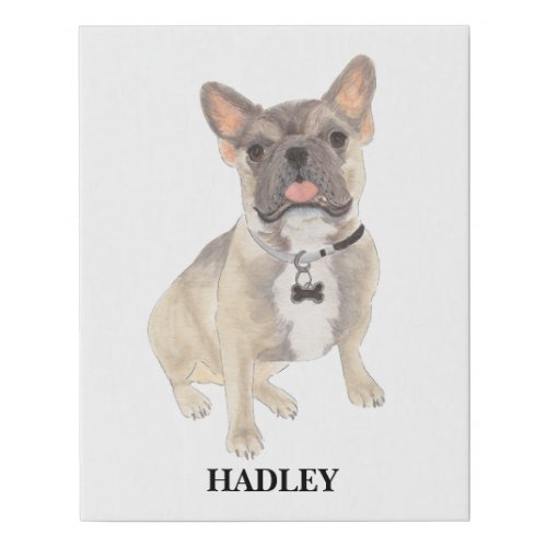 Personalized Blue Fawn Frenchie French Bulldog Faux Canvas Print