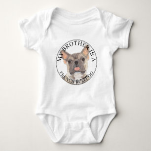 Personalized Blue Fawn Tricolor French Bulldog Baby Bodysuit