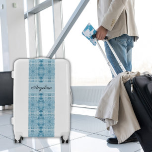 Personalized Blue Feather Pattern Travel Style Luggage