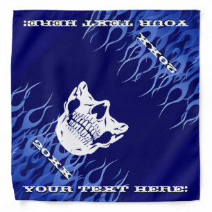 Personalized Blue Flames Skull Half Face Mask Bandana