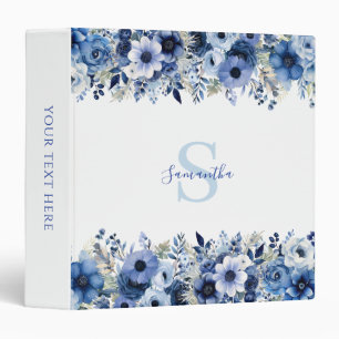 Personalized Blue Floral   3 Ring Binder