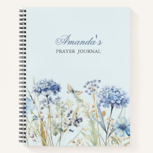 Personalized Blue floral Bible Verse Notebook