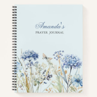 Personalized Blue floral Bible Verse  Notebook