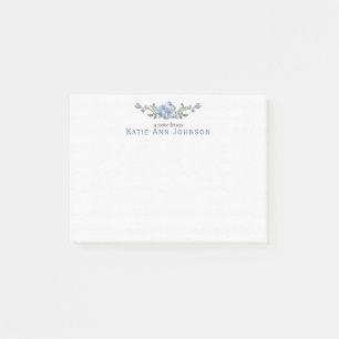 Personalized Blue Floral Custom Stationery Post-it Notes