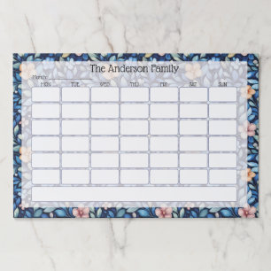 Personalized Blue Floral Family Planner Notepad Paper Pad