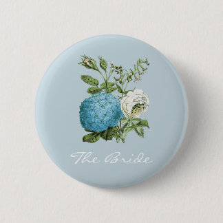 Personalized Blue Floral Hen Party Badges Pinback Button