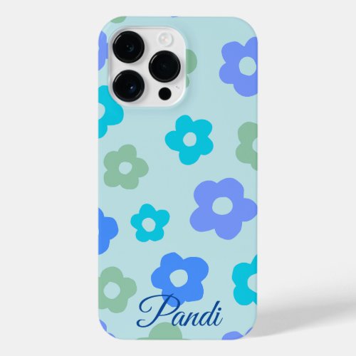 personalized blue floral iPhone 14 pro max case