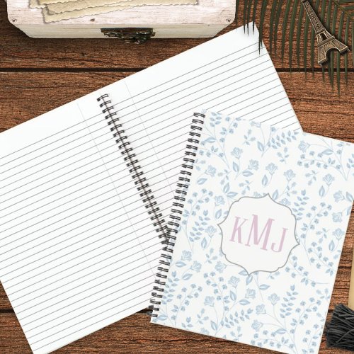 Personalized Blue Floral Monogram Notebook