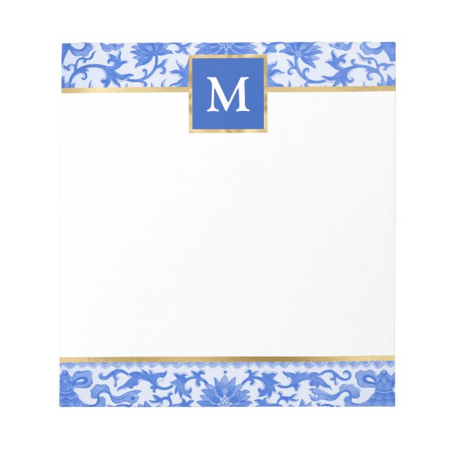 Personalized Blue Floral Notepad (Front)