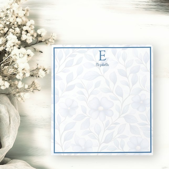 Personalized Blue Floral Notepad (Creator Uploaded)