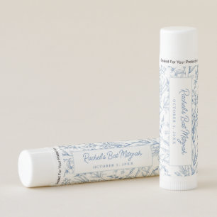 Personalized Blue Floral Party Favor Lip Balm