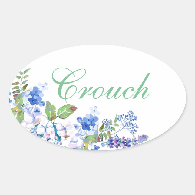 Personalized Blue Floral Sticker (Front)