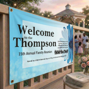 Personalized Blue Flower Family Reunion Banner