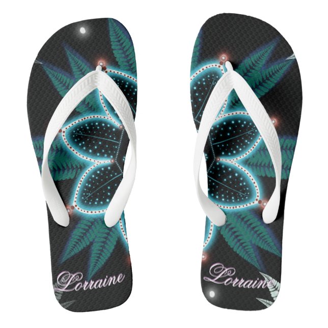 Personalized Blue Flower Mandala  Flip Flops (Footbed)