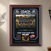 Personalized Blue Football Coach Gift Thank you