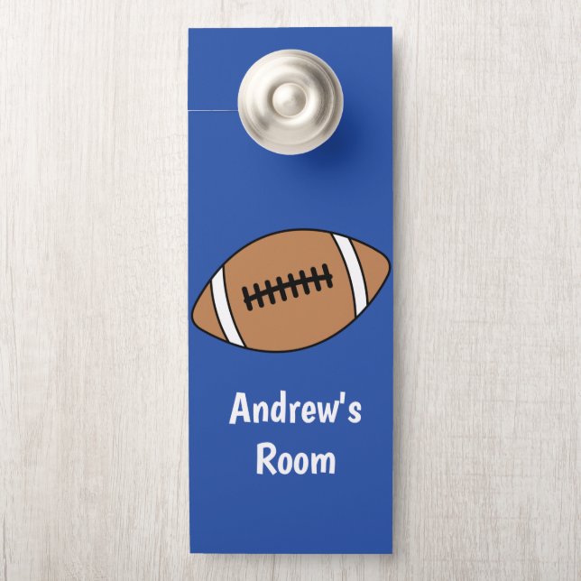 Personalized Blue Football Door Hanger (On Knob)