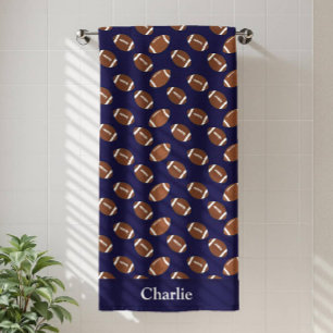 Personalized Blue Football Kids Beach Towel