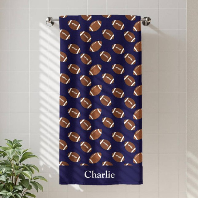 Personalized Blue Football Kids Beach Towel (Creator Uploaded)