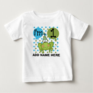 Personalized Blue Frog 1st Birthday Tshirt