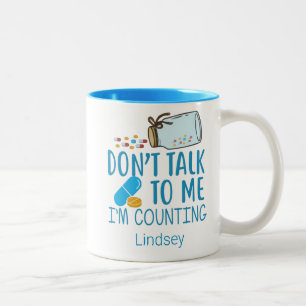Personalized Blue Funny Pharmacist/ Tech Coffee Two-Tone Coffee Mug
