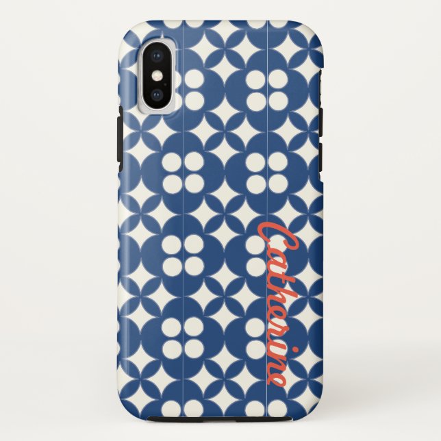 Personalized Blue Geometric Pattern Case-Mate iPhone Case (Back)