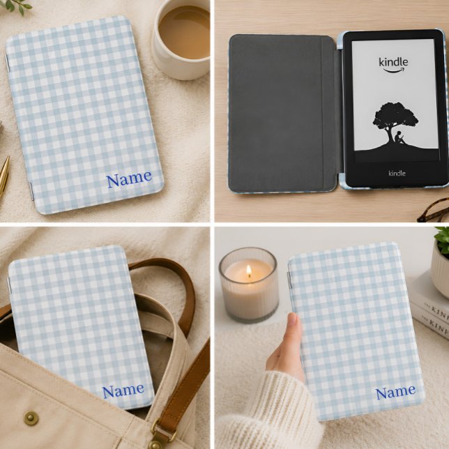 Personalized Blue Gingham Kindle Case (Creator Uploaded)