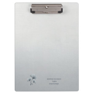 Personalized Blue Ginkgo Leaf Custom Name Clipboard