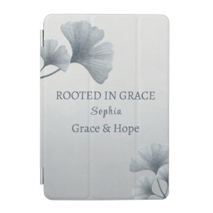 Personalized Blue Ginkgo Leaf Custom Name iPad Mini Cover